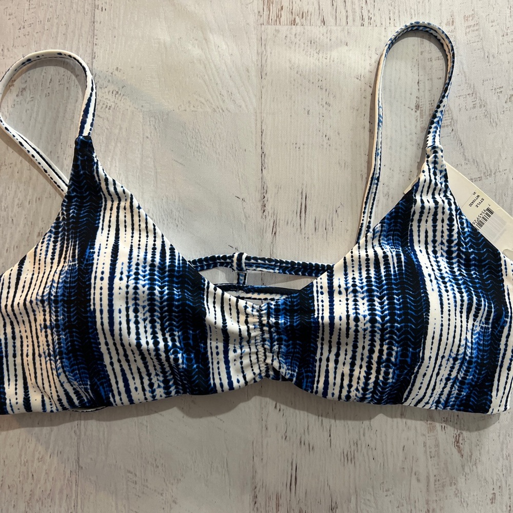 Raisins Blue and White Striped Bikini Top,  nwt, size xl